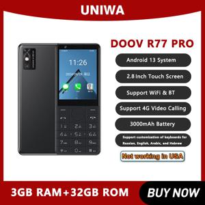 DOOV R77 pro 4G 스마트 터치 스크린 2.8인치 키패드 휴대폰 3GB+32GB 3000mAh Android 13 Whatsapp
