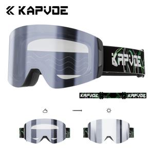 KAPVOE 신형 겨울 야외 변색 스키 고글 자석 방김 스키 안경 스포츠 스키 스노보드 남녀공용 UV400 스노우