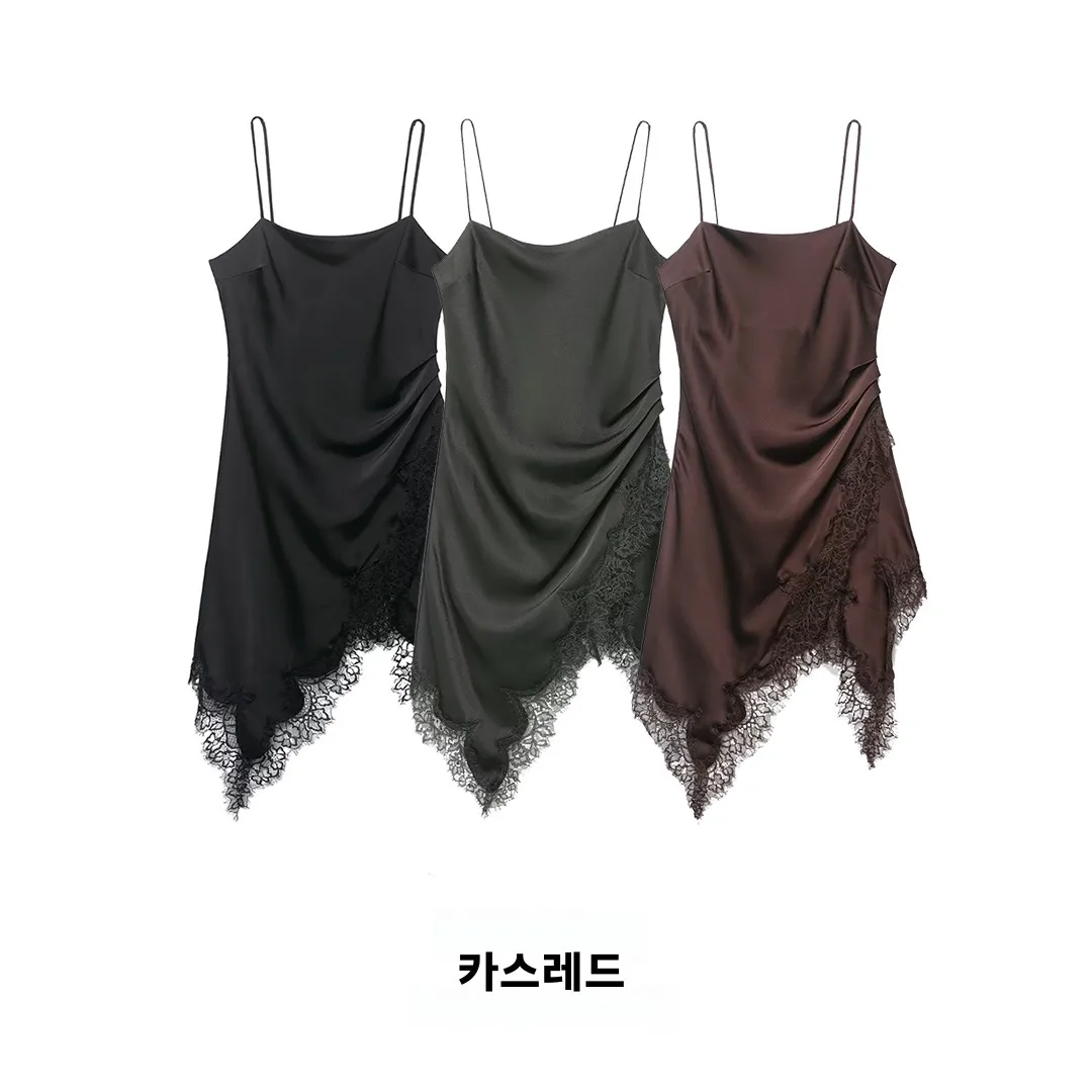 KASLEAD 새로운 여성 패션 레이스 속옷 스타일 탑 스트리트 스타일 폴리에스테르 섬유 불규칙 스커트 도시 통근에 적합