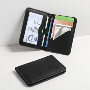 RFID 차단 가죽 앞주머니 지갑 남성용 슬림 미니멀리스트 남성 신용 카드 홀더 초슬림 지갑 ID 창 포함
