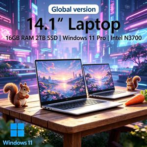 셀레스티얼 2026 수플 14.1인치 초슬림 노트북 16GB 램 2TB SSD 인텔 N3700 1080P 화면 윈도우 11 프로 사피언트 엔터테인먼트 드라이븐