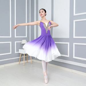 긴 성인 어린이 발레 투투 드레스, 파티 연습복, 현대 무용 의상, 어린이 투투 발레리나 시폰 발레 드레스, 소녀