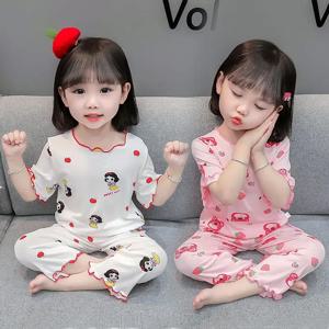 아기 잠옷 세트 코튼 어린이 잠옷, 유아 여름 민소매 아기 잠옷, 어린이 만화 홈웨어 의류