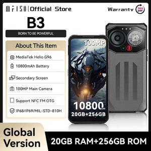 IIIF150 B3 러기드 폰 MTK G96 안드로이드 14 스마트폰 듀얼 디스플레이 20GB 램 256GB 저장용량 100MP 카메라 10800mAh 배터리 15.85mm 초슬림