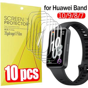 화웨이 밴드 용 1-10pcs 하이드로 겔 필름 10 9 8 7 화웨이 Bnad 8 7 풀 커버 보호 필름 용 스마트 시계 HD 화면 보호기