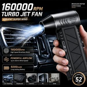 터보팬 160000RPM 고출력 제트 팬 에어 더스터 모터 가변 속도 먼지 제거 브러시리스 클린 도구 휴대용 에어 미니 블로워