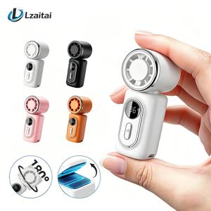미니 팬 휴대용 소형 휴대용 팬 냉각 터보 5단 속도 3000mAh LED 디스플레이 180 °   회전식 클립형 C타입 충전식 선풍기 신제품