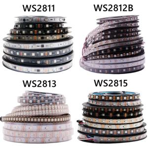 WS2811 WS2812B WS2813 WS2815 5050RGB LED 스트립 조명 개별적으로 주소 지정 가능 30/60/144픽셀/Led/m 검정/흰색 PCB DC5V/12V