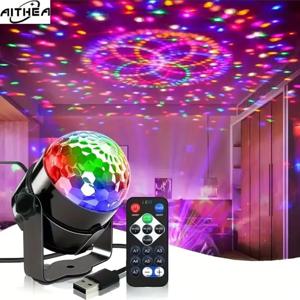 AITHE 뮤직 싱크 LED 무대 디스코 조명, 리모컨 포함, 크리스마스 분위기 회전 볼 램프, 파티, 가정, DJ 바, 크리스마스용