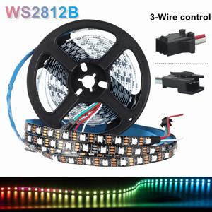 5m RGB 컬러 조명 WS2812B 5050 RGBIC 5V 스마트 방수 LED 스트립 개별적으로 주소 지정이 가능한 IC 30/60/144픽셀/Leds/m 조명