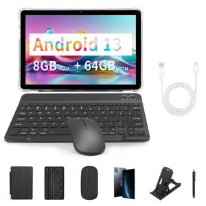    2-in-1 태블릿, 안드로이드 13 태블릿, 8GB RAM (4+4GB 확장 가능)+64GB ROM, 듀얼 SIM 카드 듀얼 스탠바이 지원, GMS, 구글, T