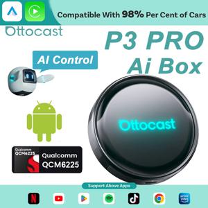 OTTOCAST P3 Pro Ai 박스 무선 카플레이 안드로이드 오토 어댑터 Ai 음성 QCM 6225 비디오 박스 벤츠 아우디 기아 현대 폭스바겐 토요타용
