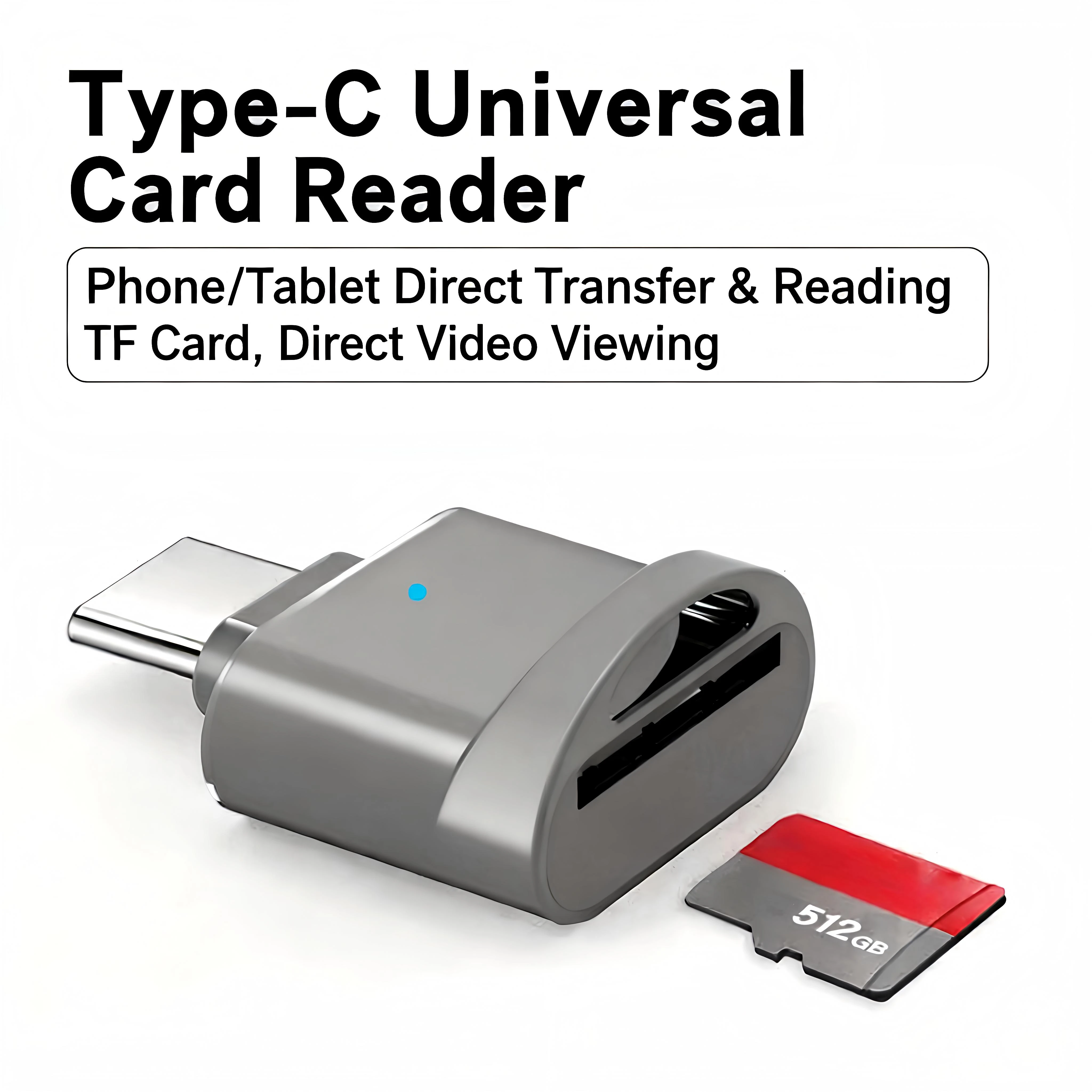 Mini Type-C to SD Micro SD TF Card Reader Memory Card, Suitable for Samsung Huawei Xiaomi, Aluminum Alloy Card Reader