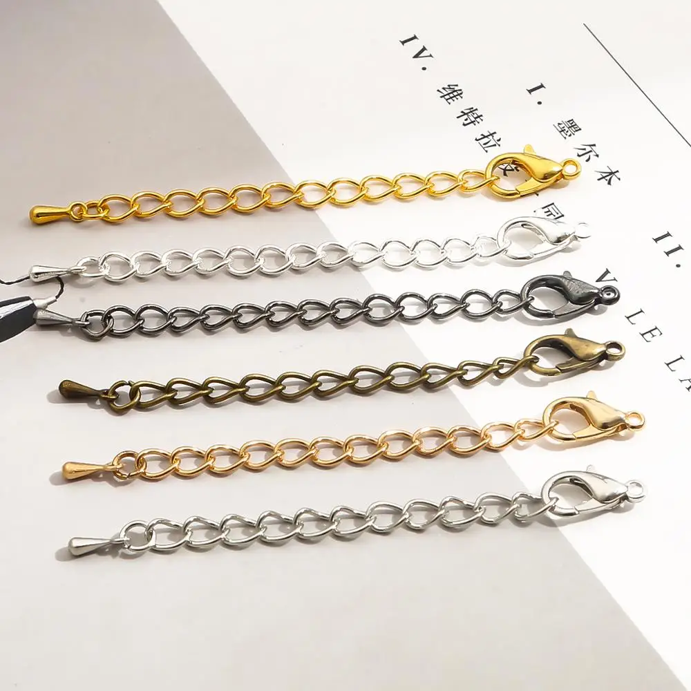 10개 6가지 색상 연장 체인 로브스터 클래스프 커넥터 DIY 쥬얼리 제작 팔찌 목걸이 베이스 트레이용