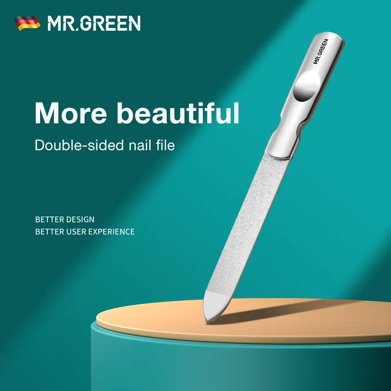 MR.GREEN 양면 네일 파일 스테인레스 스틸 매니큐어 페디큐어 전문 손가락 발가락 네일 케어 도구