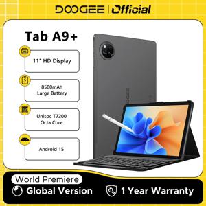 글로벌 버전 DOOGEE Tab A9+ 태블릿 20GB 64GB 11인치 HD 디스플레이 8580mAh Unisoc T7200 듀얼 스피커 안드로이드 15 2 in 1 태블릿