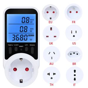 AC 전력계 소켓 LCD 디스플레이 전력계 에너지 테스터 KWH 전기 소비량 측정 전류 전압 전력 모니터