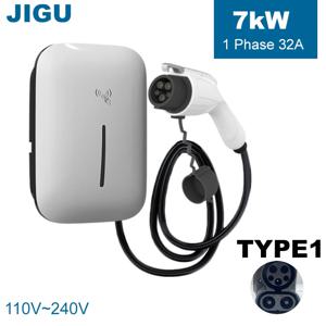 JIGU 1상 TYPE1 7KW 32A EV 월박스 충전소 전기차 충전기 WIFI/블루투스 앱 제어 기능 포함