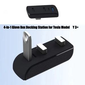 테슬라 모델 Y/3+용 글러브 박스 확장 도크 USB 허브 4-in-1 고속 충전 업그레이드 데이터 전송 어댑터 도킹 스테이션 2025