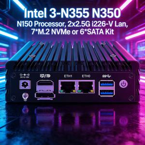 팬리스 미니 PC 인텔 3-N355 N350 N150 윈도우 11 프로 소형 마이크로 데스크탑 컴퓨터 HDMI DP 디스플레이, USB 3.2x2 휴대용 PC