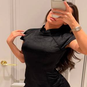 여성 솔리드 컬러 새틴 패치워크 드레스 패션 스탠드 칼라 반팔 러플 드레이프 드레스 2026 여성 시크 파티 드레스
