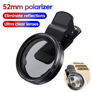 52mm CPL 유니버설 클립형 휴대폰 렌즈 원형 편광 필터 (아이폰, 삼성 스마트폰용)