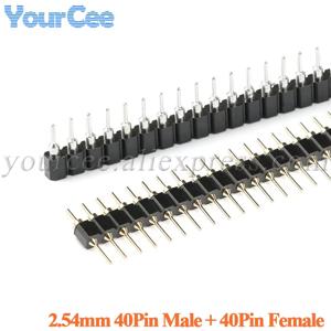 5쌍/1쌍 커넥터 핀 헤더 스트립 남성 + 여성 헤더 단일 행 40핀 2.54mm 핀 커넥터 스트립 원형 바늘 1x40
