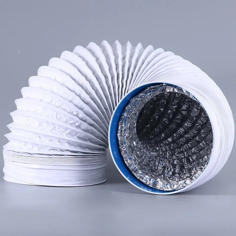 Ø150/160mm/170mm PVC 알루미늄 호일 환기 파이프 흰색 복합 유연한 호스 확장 가능한 연기 튜브 주방 배기구 팬