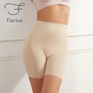 Flarixa 원활한 높은 허리 여성 긴 다리 거들 팬티 편안한 원활한 긴 팬티 배 꽉 원활한 반바지 팬티