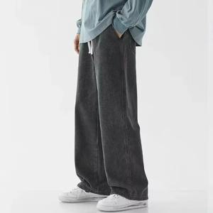 봄 가을 남성 헐렁한 청바지 특대 스트레이트 루즈 캐주얼 데님 바지 솔리드 컬러 streetwear 패션 y2k 와이드 레그 팬츠