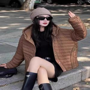 2025 겨울 초경량 푸퍼 재킷 여성용 90% 화이트 덕다운 코트 루즈핏 후드 캐주얼 파카 방풍 기본 아우터 오버코트