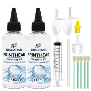 110ml 프린트헤드 청소 키트 SIKEZHAN 액체 세척액 세트 모든 잉크젯 프린터용 막힌 노즐 제거 도구