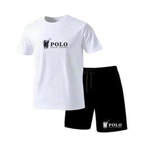 남성용 POLO 스포츠 반팔 티셔츠 및 반바지 세트 여름 캐주얼 통기성 2피스 남성 스트리트웨어 트랙슈트
