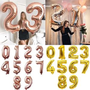 32/40인치 0-9 숫자 풍선 대형 포일 생일 로즈 골드 풍선 헬륨 해피 버스데이 웨딩 파티 장식 용품