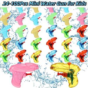 24-100Pcs 어린이를위한 미니 물총 다채로운 블래스터 물총 권총 야외 해변 게임 여름 수영을위한 작은 재미있는 물총 대량