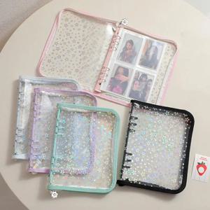 A5/A6/A7 스타 지퍼 바인더 포토카드 걸즈 인스 DIY 저널 다이어리 투명 K팝 아이돌 카드 포토앨범 수집북 문구류