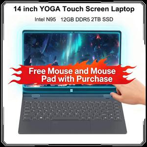 FW-Y1 14인치 YOGA 노트북 터치스크린 노트북 인텔 N95 12GB LPDDR5 360 °   플립 태블릿 2-in-1 PC 지문인식 잠금해제 윈도우 11
