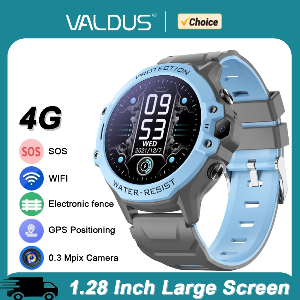 발두스 2025 신형 VK55 키즈 워치 GPS SOS 통화 기능 탑재 0.3 메가픽셀 카메라 4G SIM 카드 어린이 방수 스마트워치 남아 여아 선물