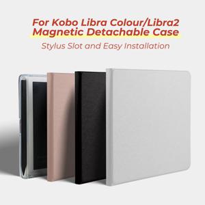 Kobo Libra 컬러용 Twosheep 슈트 Kobo Libra2 스타일러스 슬롯이 있는 자석 분리형 케이스 커버 클리어 백 오토 웨이크 귀여운 스타일