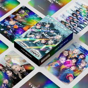 124개 XG 앨범 THE CORE 레이저 LOMO 카드 세트 - 한국 스타 홀로그램 포토 카드와 보너스 스티커 포함, 팬들을 위한 완벽한 선물