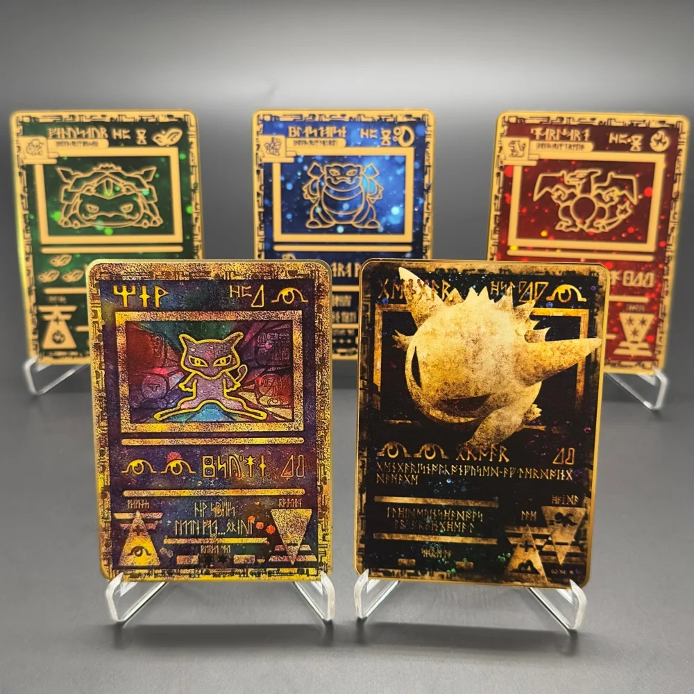 PTCG 금속 소재 MEW 클래식 이집트 카드 싱글 포일 게임 트레이딩 컬렉션 프록시 장난감 선물