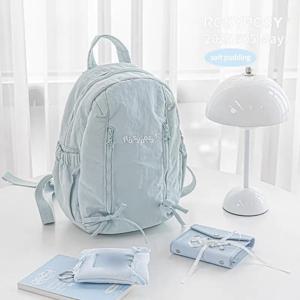 ROSYPOSY 충격 흡수 발레 스타일 백팩 귀여운 한국 스타일 경량 소프트 푸딩 백팩 여행 학교 학생용