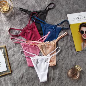 BANNIROU 1Pcs 레이스 g-문자열 여성 속옷 섹시한 활 투명 저층 팬티 여성 Intimates 여성 끈 팬티 란제리