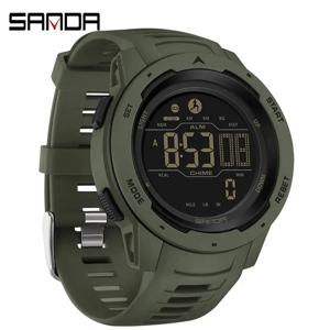 SANDA 브랜드 남자 시계 스포츠 보수계 칼로리 50M 방수 LED 디지털 시계 군사 손목 시계 Relogio Masculino 2145