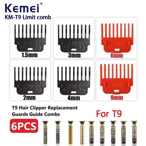 6PCS T9 헤어 클리퍼 가드 가이드 빗 트리머 커팅 가이드 스타일링 도구 부착 호환 1.5mm 2mm 3mm 4mm 6mm 9mm