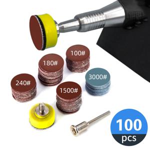 100PCS 25mm 1 인치 샌딩 디스크 샌딩 디스크-연마 종이 Dremel 도구 용 1 인치 연마 연마 패드