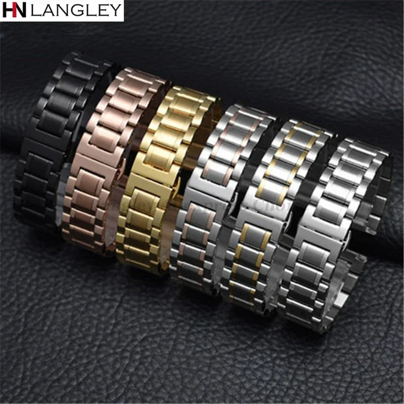 시계 밴드 스테인레스 스틸 밴드 시계 스트랩 금속 팔찌 12mm 14mm 16mm 17mm 18mm 19mm 20mm 21mm 22mm 23mm 24mm 크기 너비
