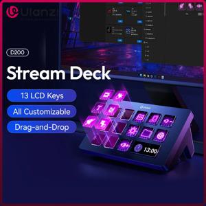 Ulanzi D200 스트림 데크 키보드 13개의 LCD 키 게임용으로 모두 사용자 정의 가능 Boardcast 라이브 스트리밍 Office 콘텐츠 제작 YouTube