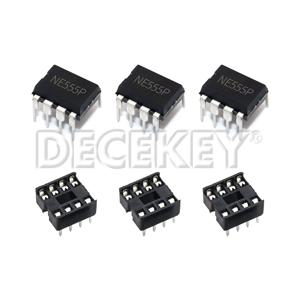 20개, (각 10개) NE555 NE555P IC 555 타이머 프로그래밍 발진기 칩 및 8핀 DIP 소켓