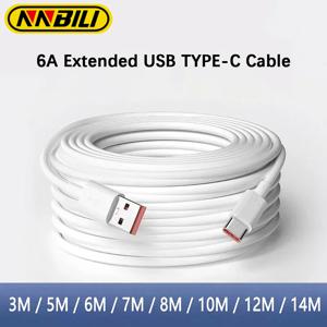 NNBILI 3m/5m/14m 삼성 Xiaomi 화웨이 휴대 전화 데이터 코드 용 추가 긴 유형 C 충전 케이블 익스텐더 충전기 와이어 코드